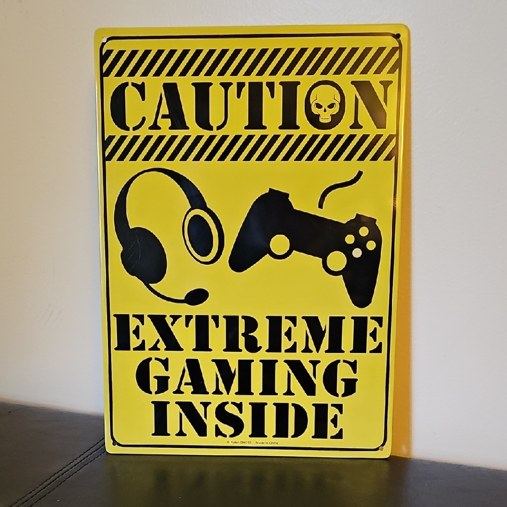 B1G1! Caution Extreme Gaming Inside Sign - Yellow and Black